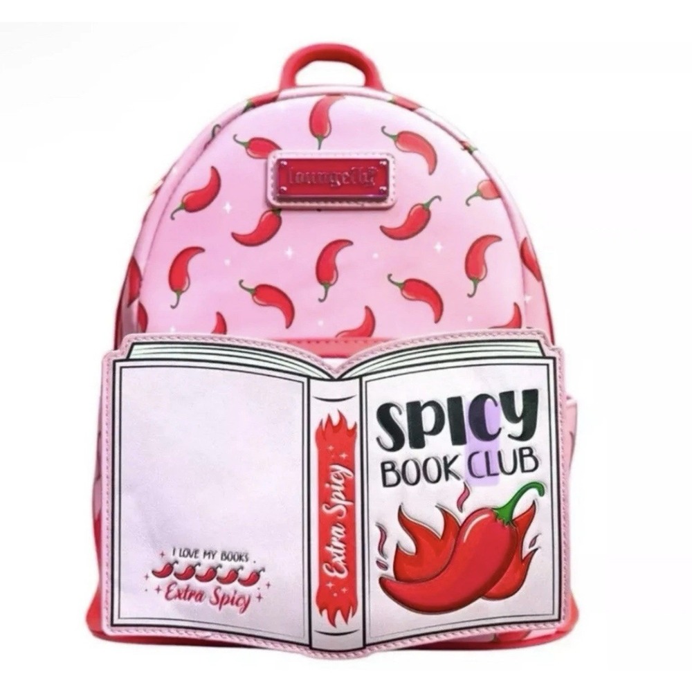 New w/ Tags BAM Exclusive Backpack Loungefly SPICY BOOK CLUB Romance Pink/Chili